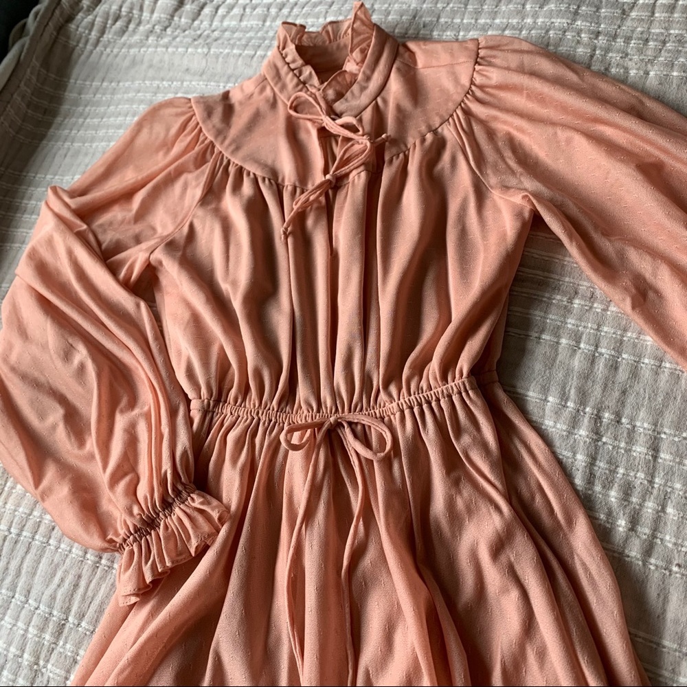 70s Vintage Peach Peasant Maxi Dress - Picture 14 of 15